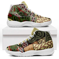 Beige Aotearoa Kowhaiwhai Pattern Sneakers J11 NZ Maori Quilt Style - Polynesian Pride