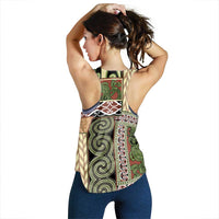 Beige Aotearoa Kowhaiwhai Pattern Women Racerback Tank NZ Maori Quilt Style - Polynesian Pride