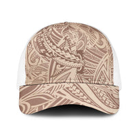 Beige Gradient Polynesia Baseball Net Cap Hawaiian Tribal Hammerhead Shark Tattoo - Polynesian Pride