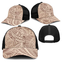 Beige Gradient Polynesia Baseball Net Cap Hawaiian Tribal Hammerhead Shark Tattoo - Polynesian Pride