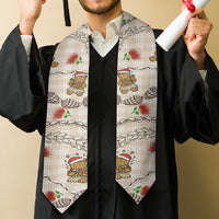 Beige Palaka Hawaii Mele Kalikimaka Graduation Stole Ohia Lehua Shell Leis Funny Gingerbread Santa - Polynesian Pride