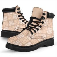 Beige Palaka Quilt Hawaii All Season Boots Traditional Hawaii-plaid Pattern - Polynesian Pride