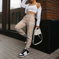 Beige Palaka Quilt Hawaii Jogger Pants Traditional Hawaii-plaid Pattern - Polynesian Pride