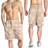 Beige Palaka Quilt Hawaii Shorts for Men Traditional Hawaii-plaid Pattern - Polynesian Pride