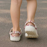 Beige Paniolo Palaka Hawaiian Cowgirl Christmas Clogs Shoes - Polynesian Pride