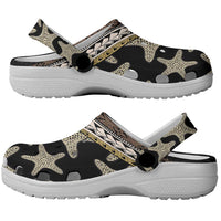 Beige Polynesian Starfish Unique Pattern Clogs Shoes