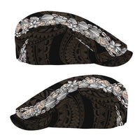 Black and Beige Hawaii Shell Lei Jeff Hat Hawaiian Sunrise Shell Hebrew Cone Plumeria - Polynesian Pride