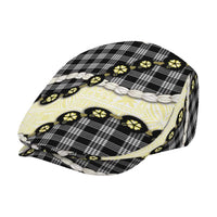 Black Palaka Hawaii Jeff Hat Kukui Nut Pikake Lei Hawaiian Tapa Pattern - Polynesian Pride