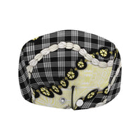 Black Palaka Hawaii Jeff Hat Kukui Nut Pikake Lei Hawaiian Tapa Pattern - Polynesian Pride