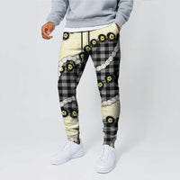 Black Palaka Hawaii Jogger Pants Kukui Nut Pikake Lei Hawaiian Tapa Pattern - Polynesian Pride