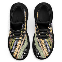 Black Palaka Hawaii Leis Clunky Sneakers Hawaiian-plaid Elegant Tropical Vibes