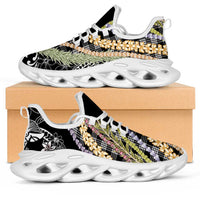 Black Palaka Hawaii Leis Clunky Sneakers Hawaiian-plaid Elegant Tropical Vibes