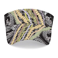 Black Palaka Hawaii Leis Sun Visor Cap Hawaiian-plaid Elegant Tropical Vibes