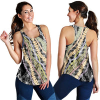 Black Palaka Hawaii Leis Women Racerback Tank Hawaiian-plaid Elegant Tropical Vibes - Polynesian Pride