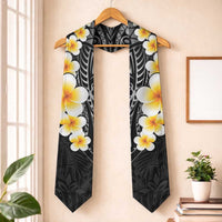 Black Polynesia Graduation Stole Plumeria Tropical Leaves With Galaxy Polynesian Art