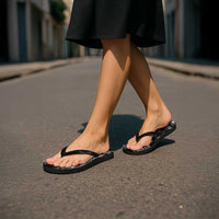 Black Polynesia Shark Tattoo Flip Flops Polynesian Plumeria - Polynesian Pride