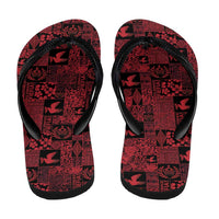 Black Tonga Kilisimasi Fiefia Flip Flops Pacific Patchwork Xmas Vibes - Polynesian Pride