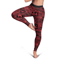 Black Tonga Kilisimasi Fiefia Leggings Pacific Patchwork Xmas Vibes - Polynesian Pride