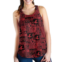Black Tonga Kilisimasi Fiefia Women Racerback Tank Pacific Patchwork Xmas Vibes - Polynesian Pride