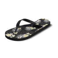 Black Tropical Hawaii Flip Flops Seamless Monstera Plumeria Hawaiian Pattern - Polynesian Pride