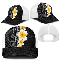 Black Tropical Plumeria With Galaxy Polynesian Art Mesh Trucker Cap - Polynesian Pride