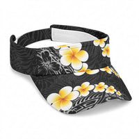 Black Tropical Plumeria With Galaxy Polynesian Art Sun Visor Cap LT14 Universal Fit Black - Polynesian Pride
