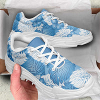 Blue Aloha Hawaii Chunky Sneakers Monstera Hibiscus Plumeria Seamless Vibes - Polynesian Pride