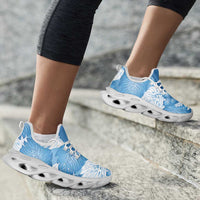 Blue Aloha Hawaii Clunky Sneakers Monstera Hibiscus Plumeria Seamless Vibes - Polynesian Pride