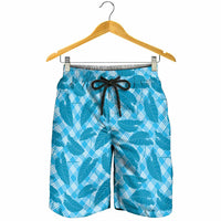 Blue Hawaii Kalo Palaka Motifs Shorts for Men Hawaiian Taro Leaves Elegant Vibes