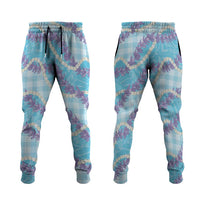 Blue Hawaii Palaka Honohono Pikake Jogger Pants Hawaiian Orchid Lei Polynesian Pattern - Polynesian Pride