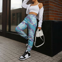 Blue Hawaii Palaka Honohono Pikake Jogger Pants Hawaiian Orchid Lei Polynesian Pattern - Polynesian Pride