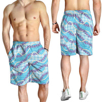 Blue Hawaii Palaka Honohono Pikake Shorts for Men Hawaiian Orchid Lei Polynesian Pattern - Polynesian Pride