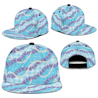 Blue Hawaii Palaka Honohono Pikake Snapback Cap Hawaiian Orchid Lei Polynesian Pattern - Polynesian Pride