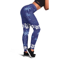 Blue Hawaii Palm Tree Hibiscus Leggings Fantasy Summer Vibe LT01 - Polynesian Pride