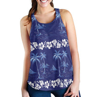 Blue Hawaii Palm Tree Hibiscus Women Racerback Tank Fantasy Summer Vibe LT01 - Polynesian Pride