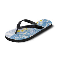 Blue Hawaii Shark Tattoo Flip Flops Puakenikeni Lei Plumeria Polynesian Pattern