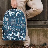 Blue Hawaiian Tapa Tribal Hibiscus Backpack