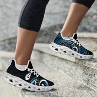 Blue New Zealand Clunky Sneakers Aotearoa Silver Fern With Manaia Maori Unique