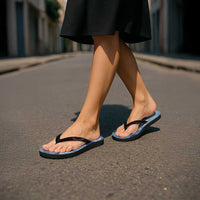 Blue Palaka Japanese Traditional Flip Flops Asanoha Seigaiha Sakura Motif - Polynesian Pride