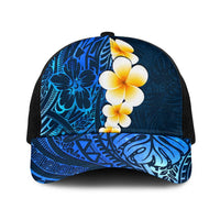 Blue Polynesia Baseball Net Cap Plumeria Tropical Leaves With Galaxy Polynesian Art - Polynesian Pride