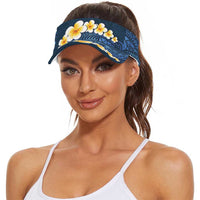 Blue Polynesia Sun Visor Cap Plumeria Tropical Leaves With Galaxy Polynesian Art LT14 - Polynesian Pride