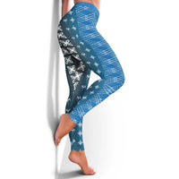 Blue Samoa Malu Tattoo Inspired Leggings