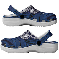 Blue Samoa Tattoo Clogs Shoes Plumeria Samoan Ocean Tatau Pattern - Polynesian Pride