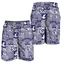 Blue Tonga Kilisimasi Fiefia Shorts for Men Pacific Patchwork Xmas Vibes - Polynesian Pride