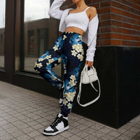 Blue Tropical Hawaii Jogger Pants Seamless Monstera Plumeria Hawaiian Pattern - Polynesian Pride