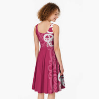 Breast Cancer Awareness Maori Midi Dress Koru Kowhaiwhai - Polynesian Pride