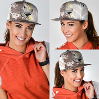 Brown and White Hawaii Shark Tattoo Snapback Cap Puakenikeni Lei Plumeria Polynesian Pattern - Polynesian Pride