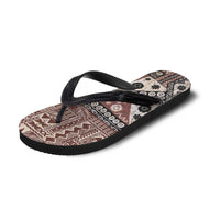 Brown Bula Fiji Flip Flops Unique Masi Tapa Pattern - Polynesian Pride