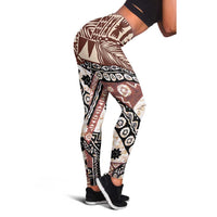 Brown Bula Fiji Leggings Unique Masi Tapa Pattern - Polynesian Pride