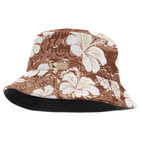 Brown Bula Fiji Masi Hibiscus Seamless Bucket Hat